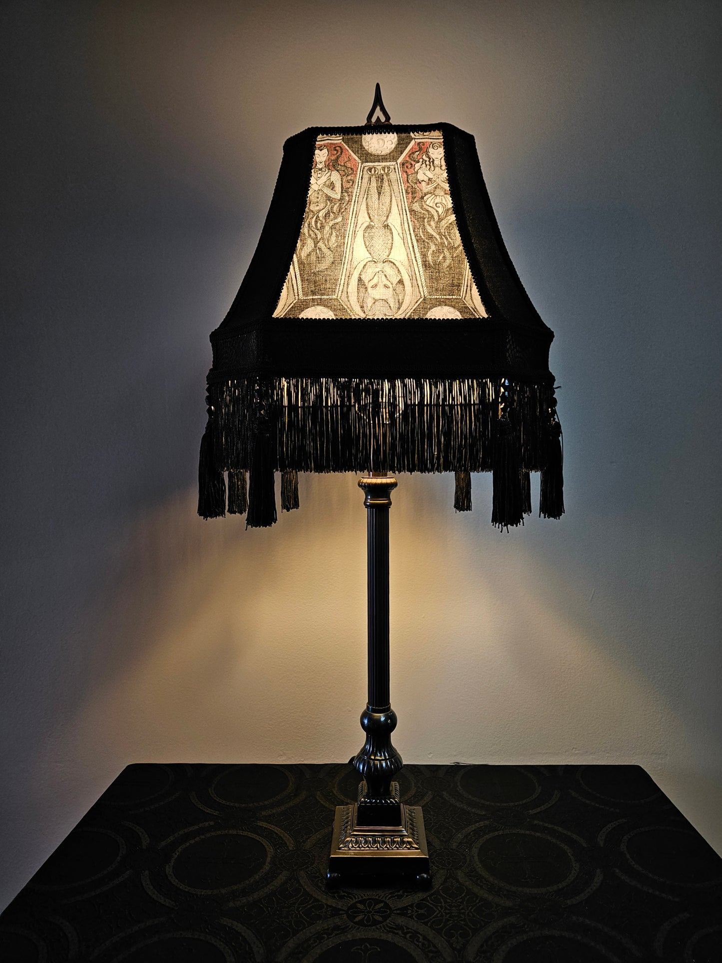 Vampire Lampshade | Elegant | Victorian | Ready to ship | Gothic Décor | Vintage | Fringe | Handmade Lampshade |