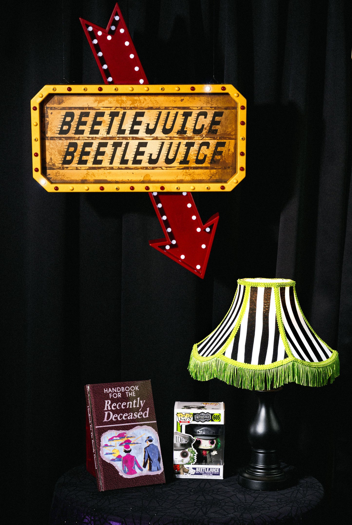 Mini Beetlejuice Inspired Lampshade | Spooky Decor | Gothic | Halloween | Victorian Style