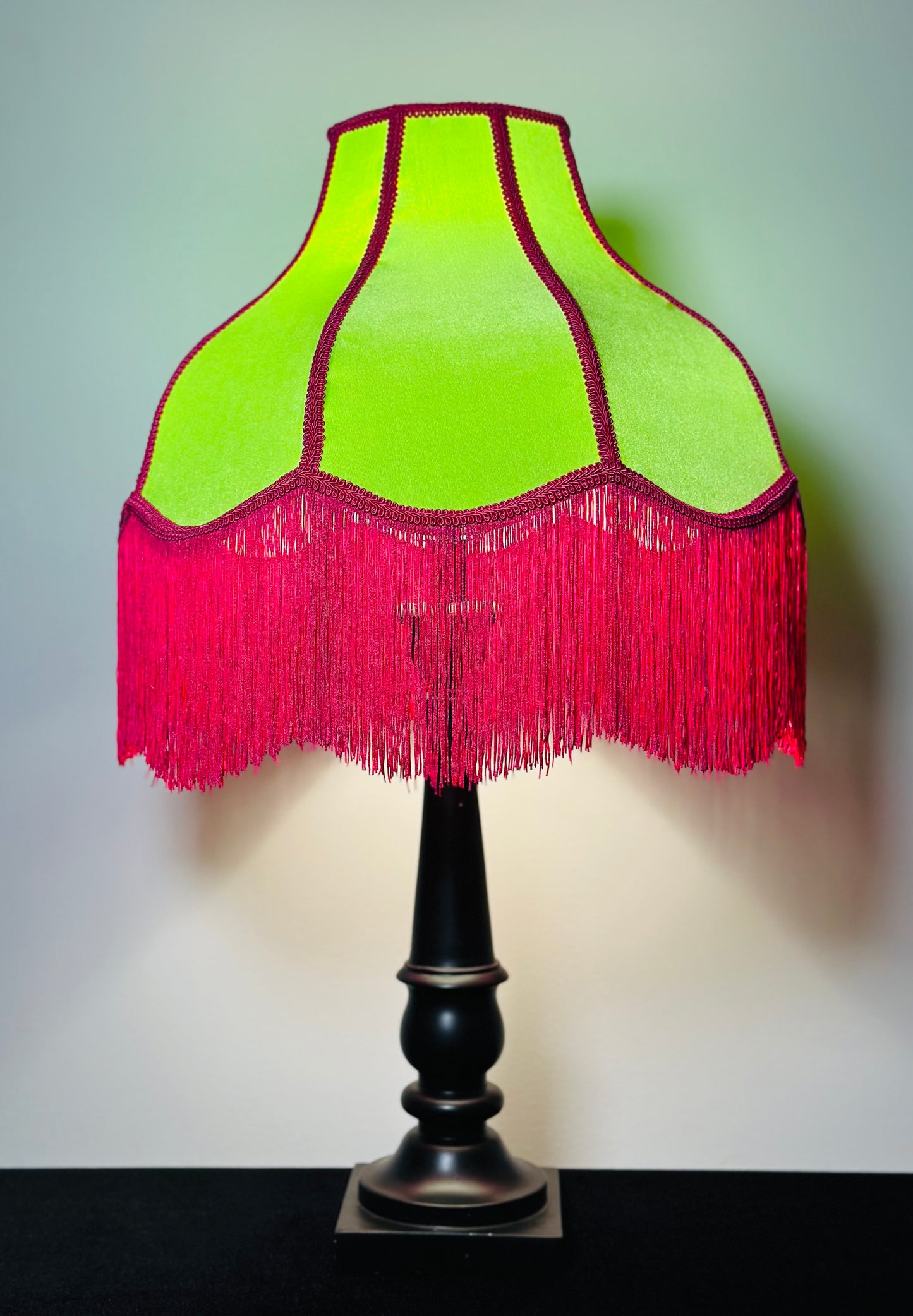Neon Pink & Green Velvet Lampshade