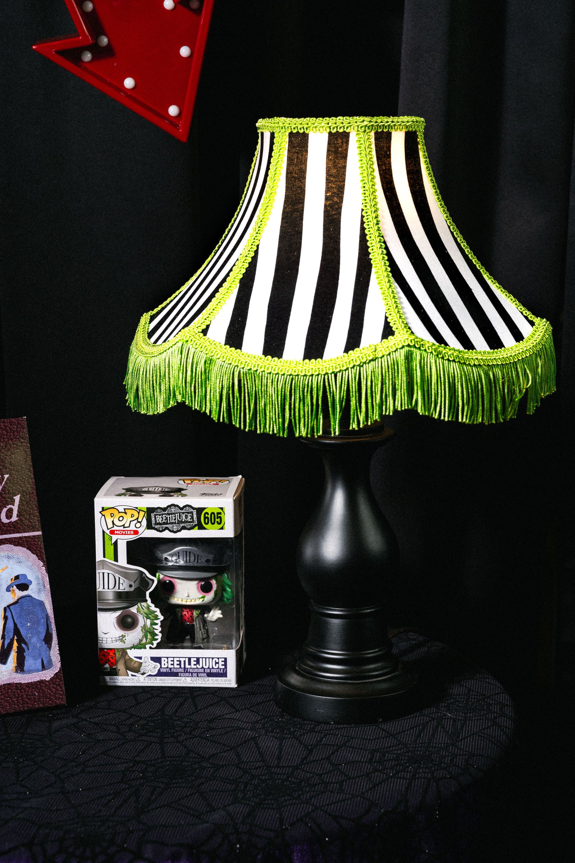 Mini Beetlejuice Inspired Lampshade Spooky Decor Gothic Halloween Victorian Style