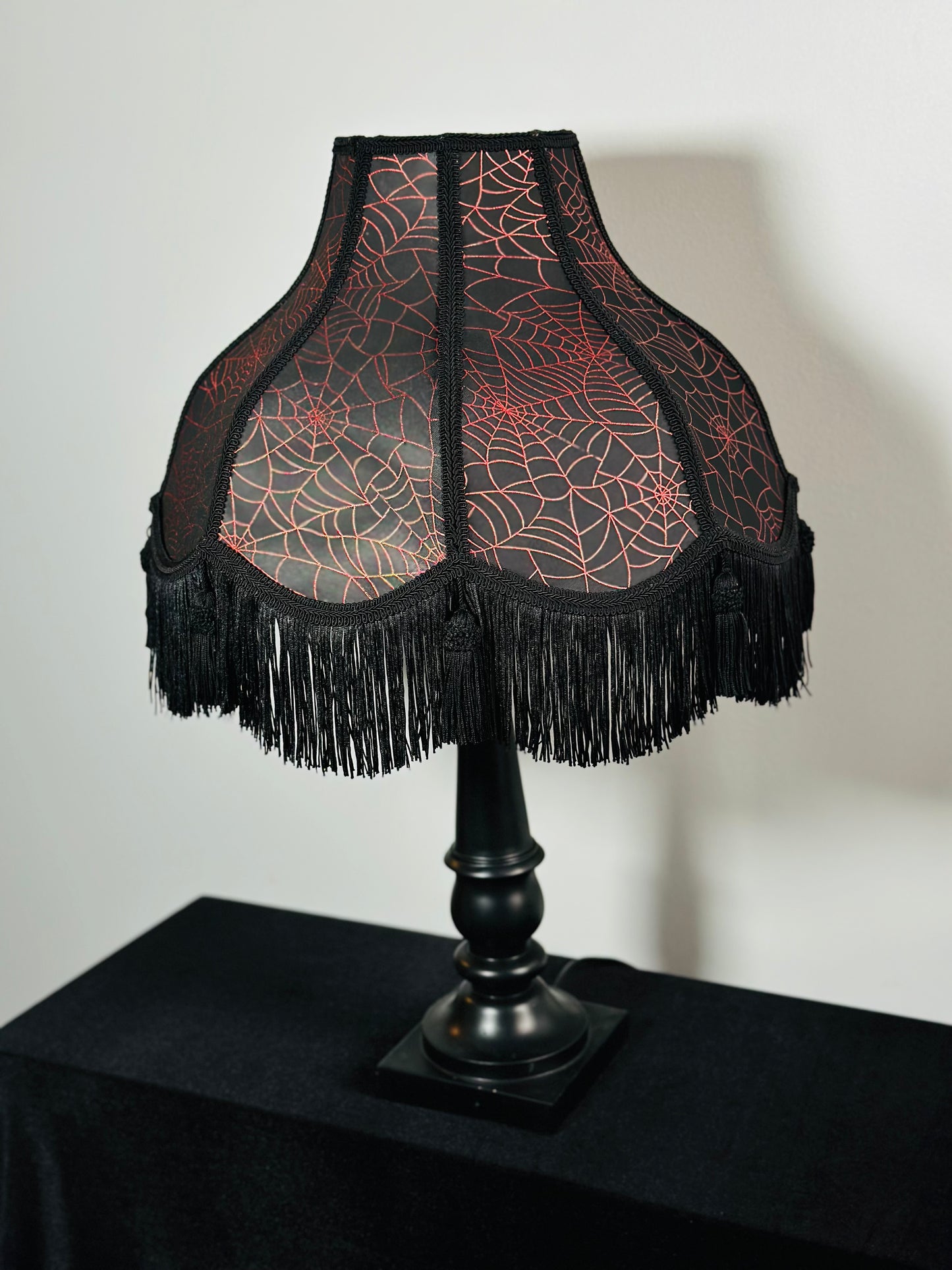 Red & Black Spiderweb Lampshade