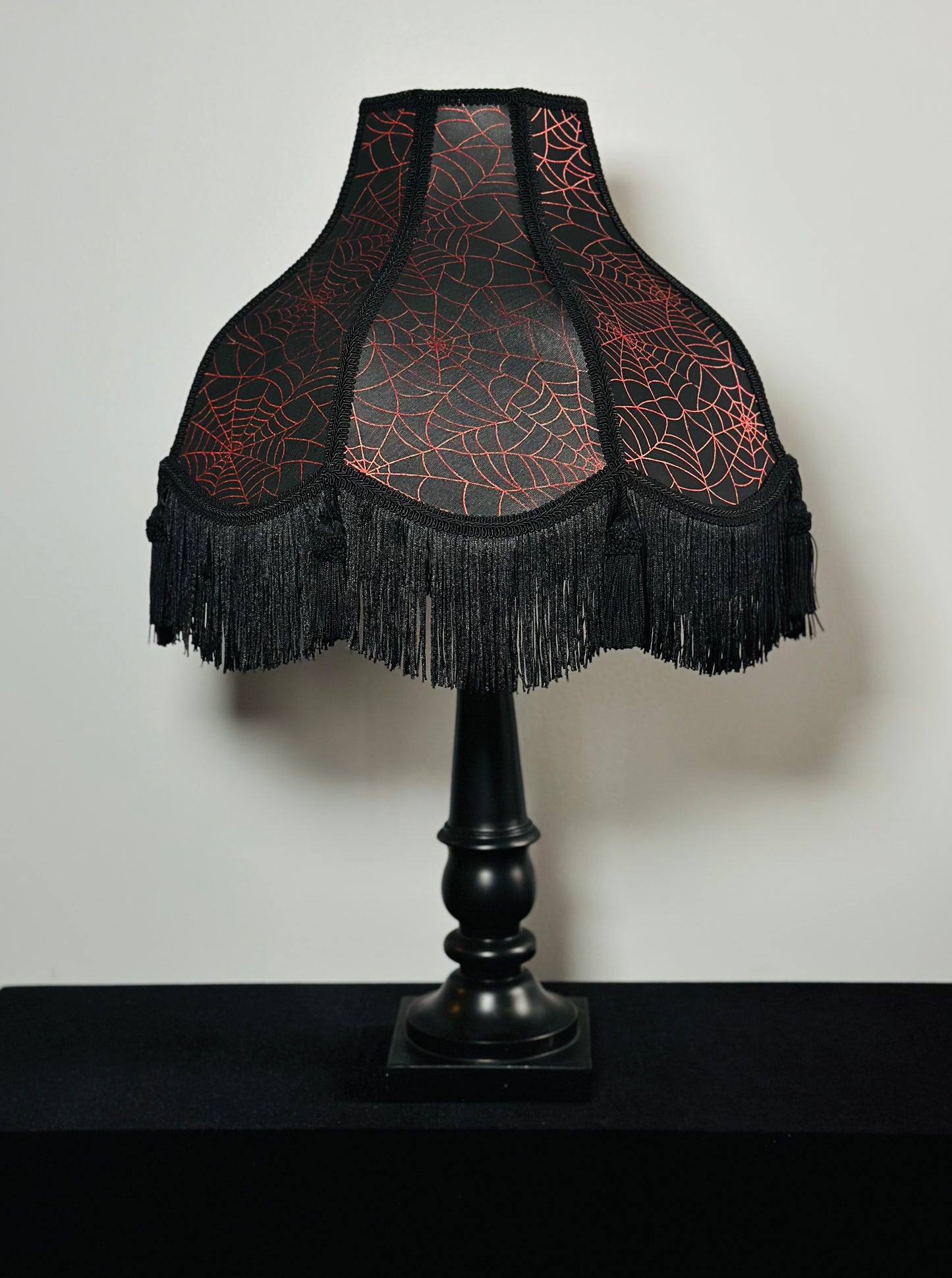 Red & Black Spiderweb Lampshade