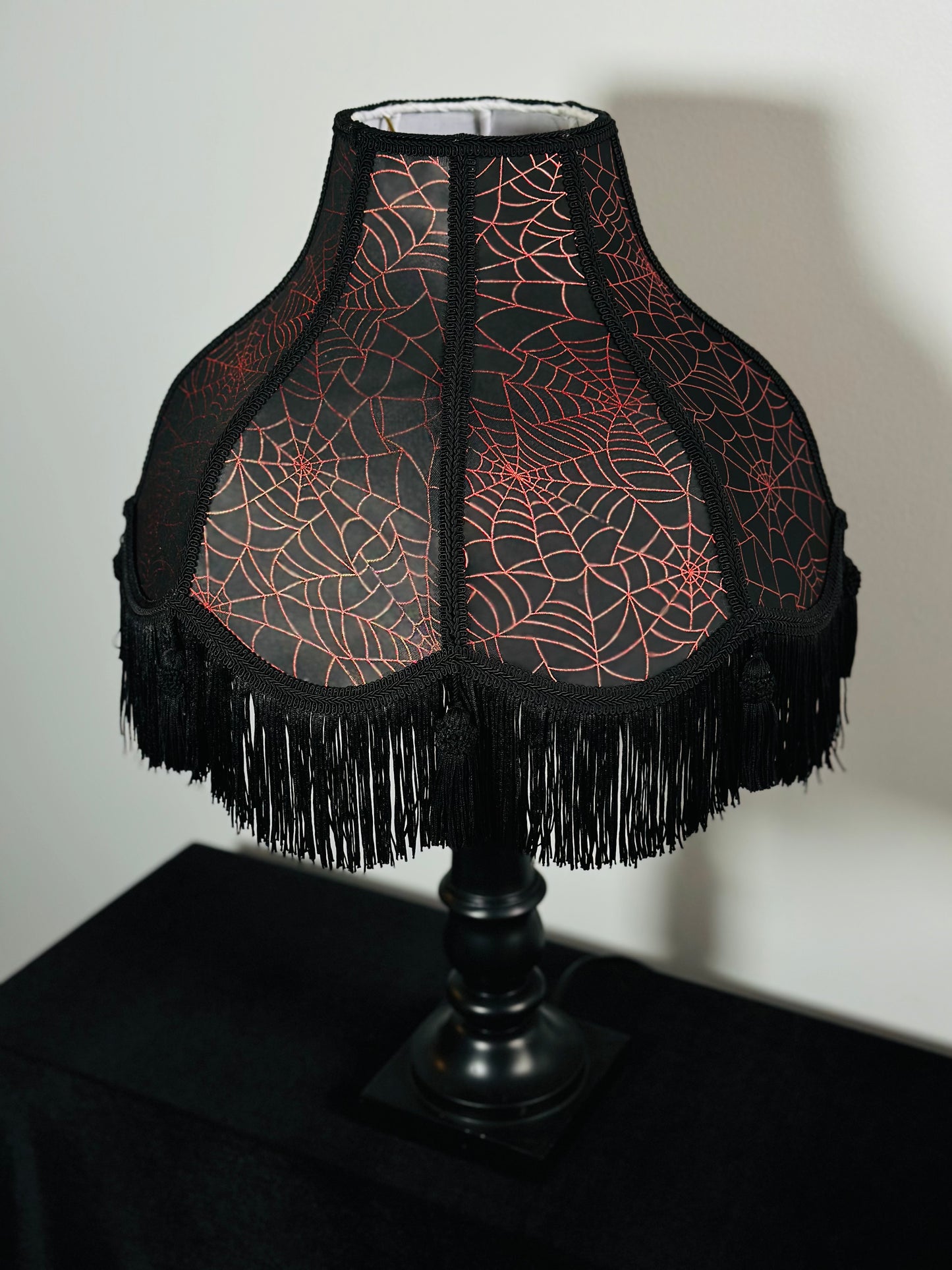 Red & Black Spiderweb Lampshade