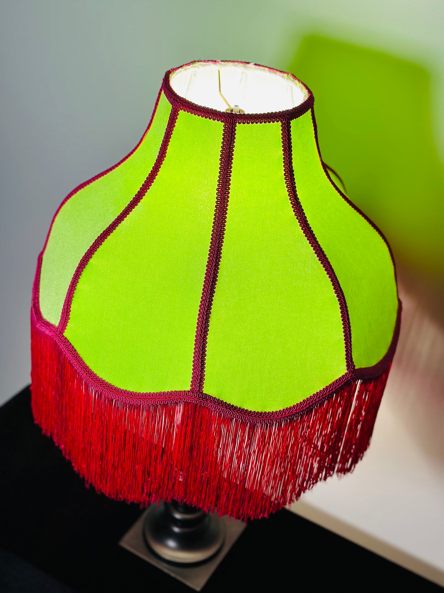 Neon Pink & Green Velvet Lampshade