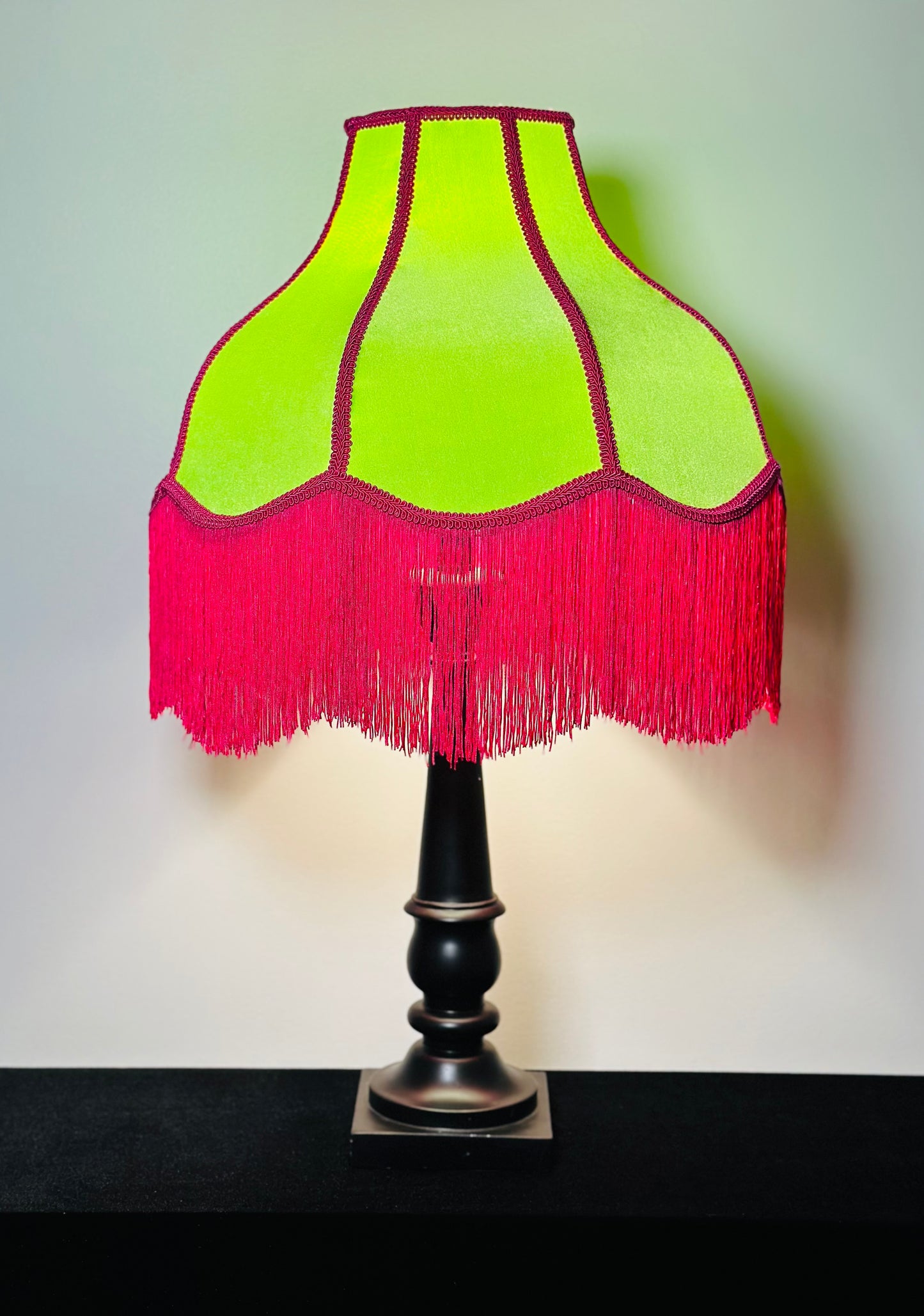 Neon Pink & Green Velvet Lampshade