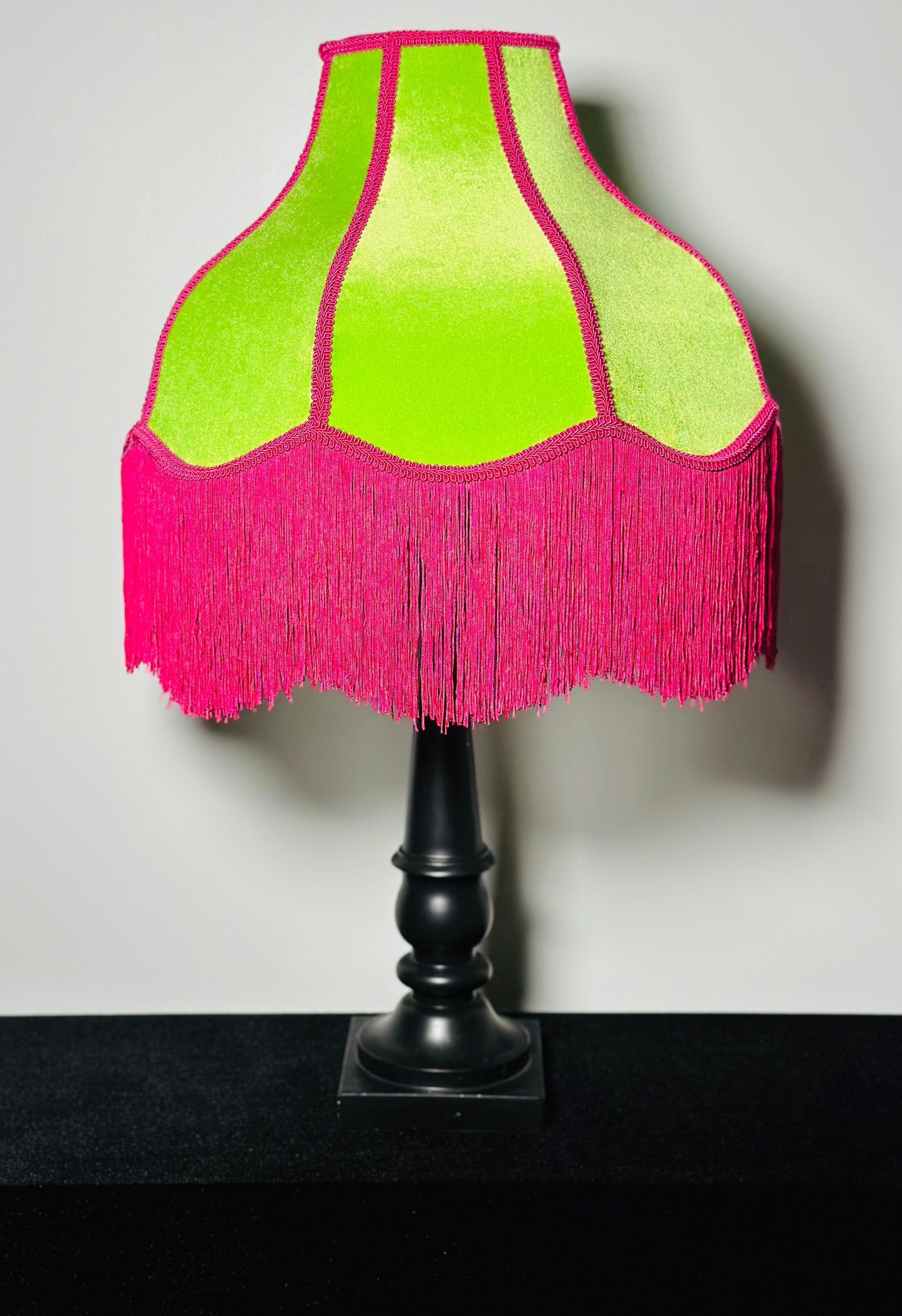 Neon Pink & Green Velvet Lampshade