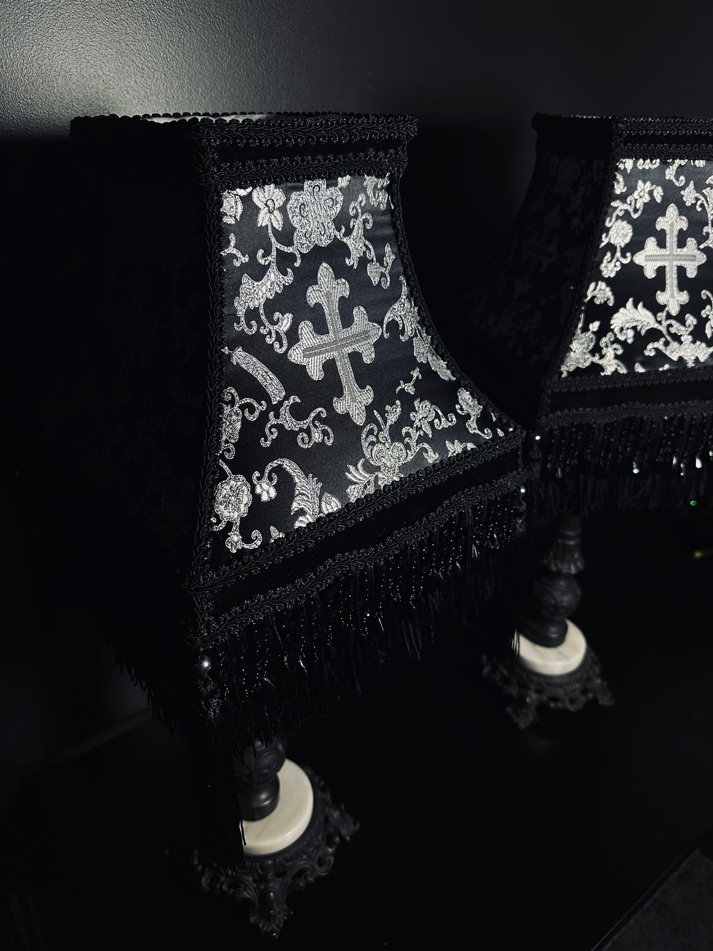 Black & Silver Cross Paired Lampshade