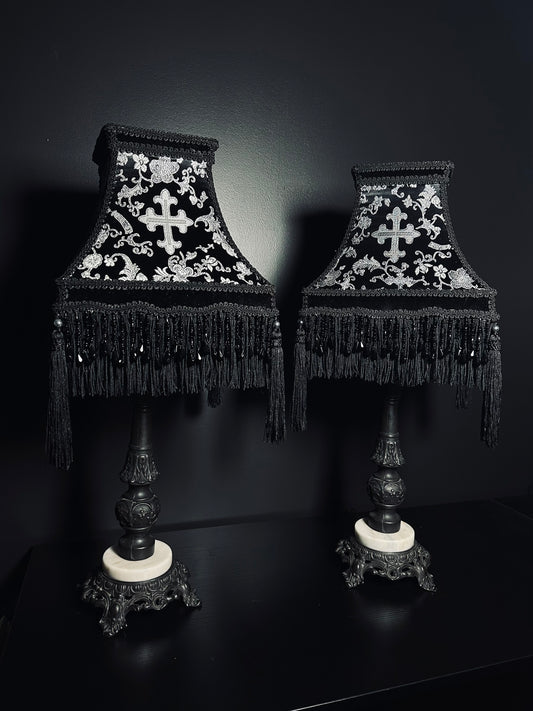 Black & Silver Cross Paired Lampshade